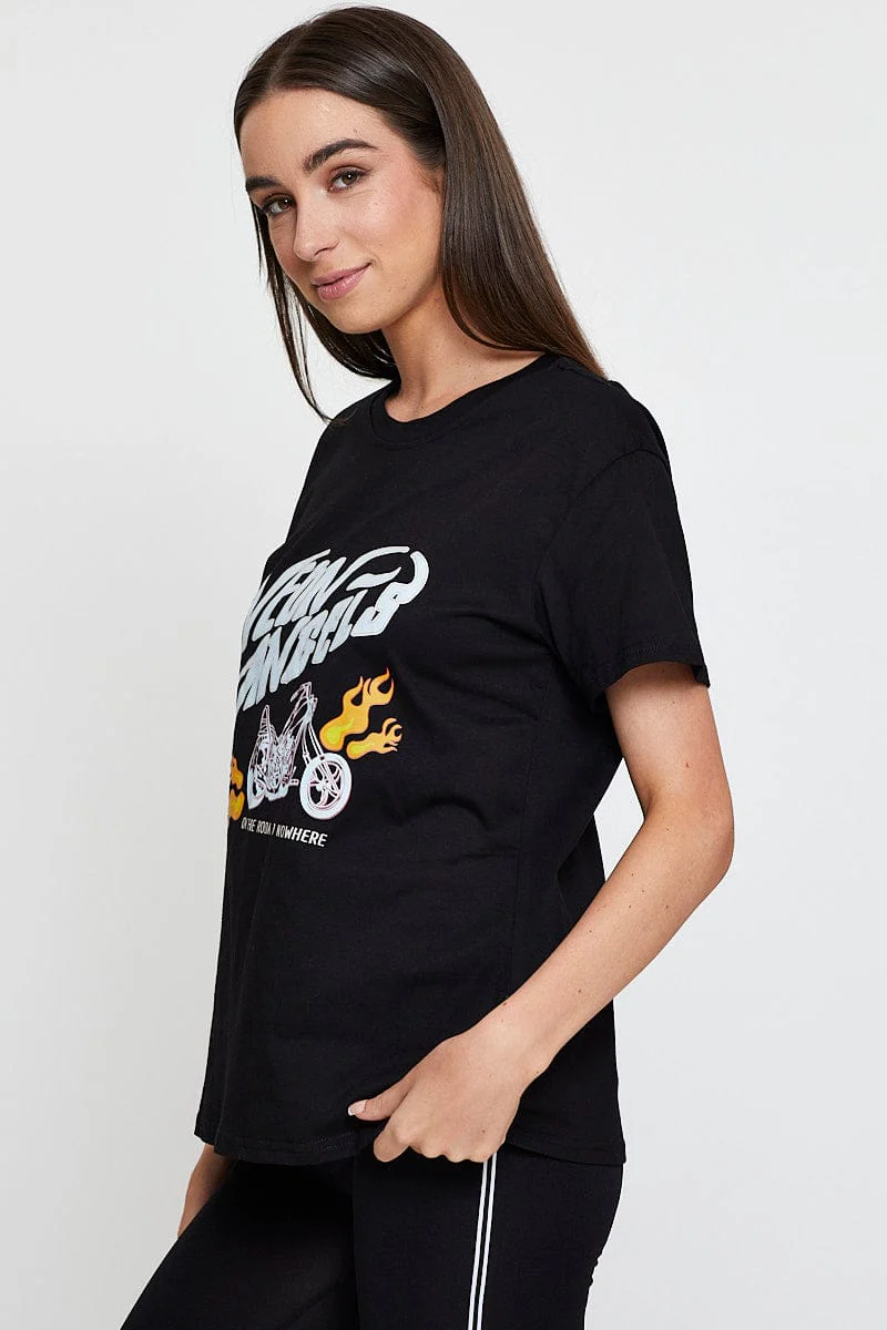 Black Graphic T-Shirt Short Sleeve - Image 4