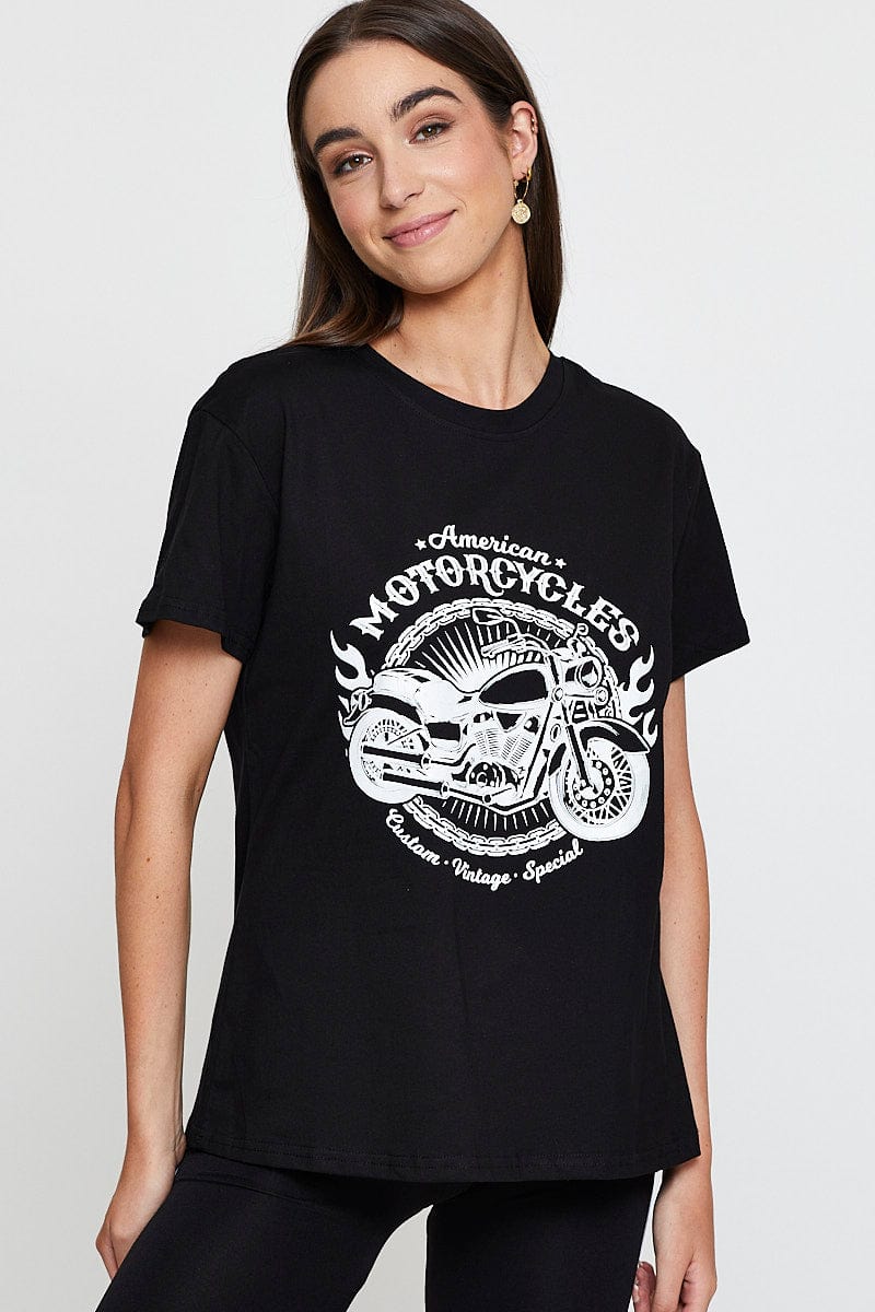 Black Graphic T-Shirt Short Sleeve - Image 3