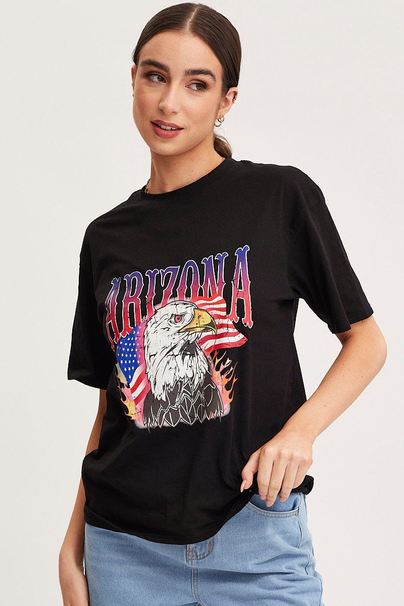 Black Graphic T-Shirt Short Sleeve - Image 3