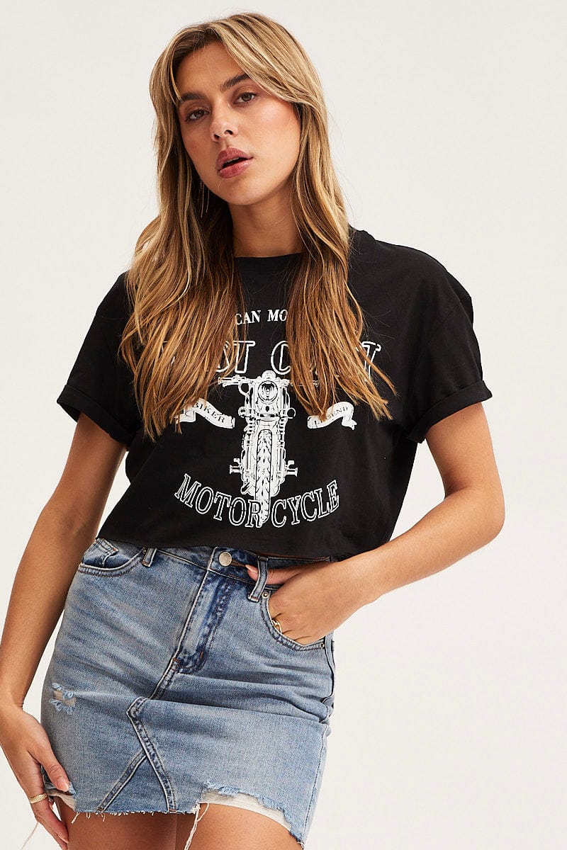 Black Graphic T Shirt Short Sleeve - Image 4