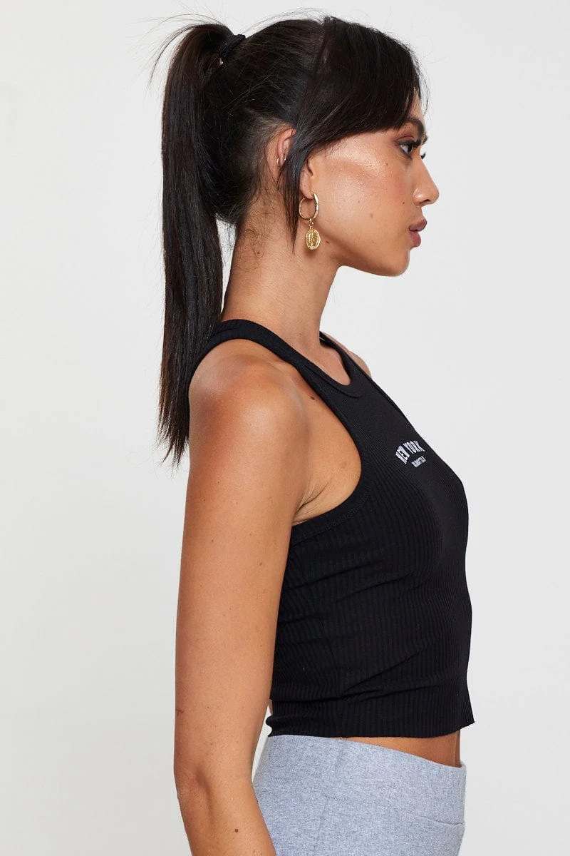 Black Graphic Tank Embroided - Image 4
