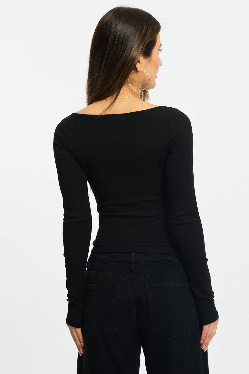 Black Graphic Tee Long Sleeve - Image 4