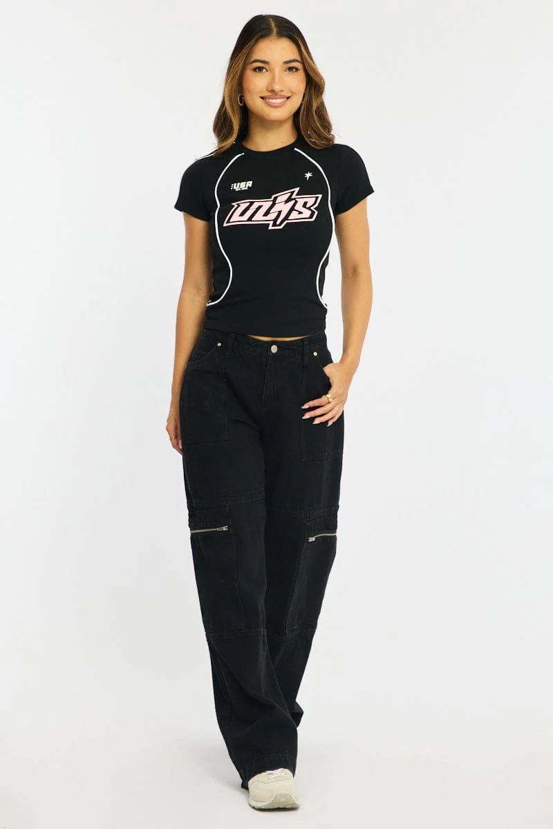 Black Graphic Tee Short Sleeve - Image 2