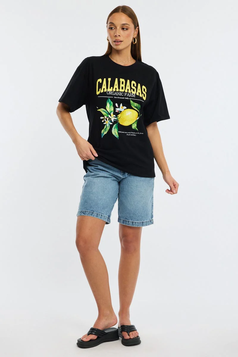 Black Graphic Tee Short Sleeve - Image 2