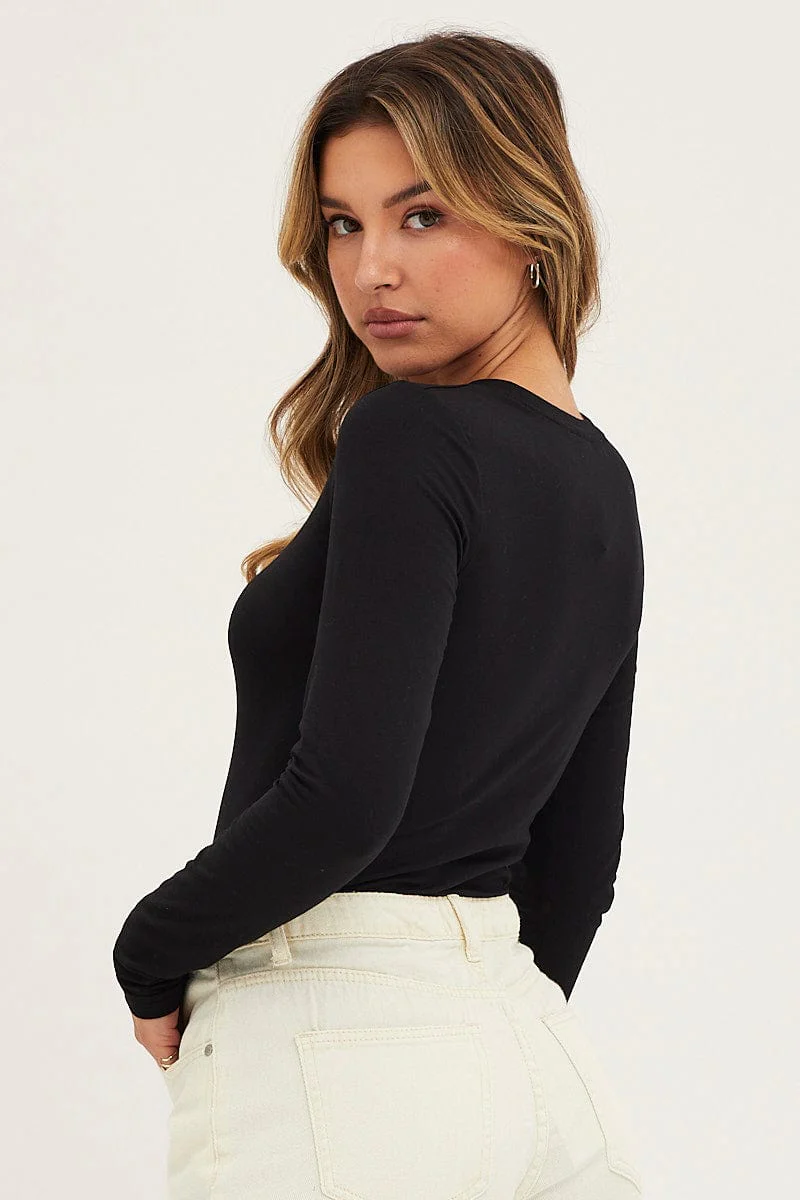 Black Keyhole Bodysuit Long Sleeve - Image 5