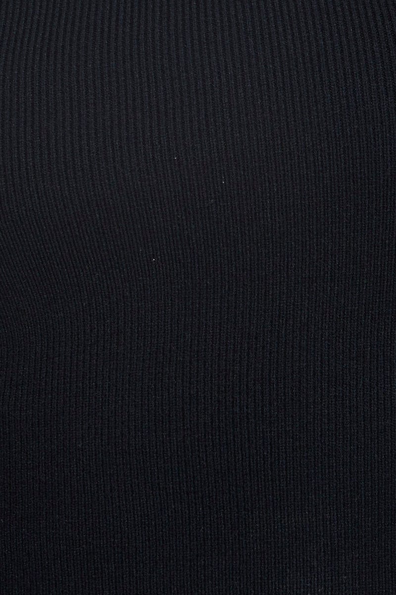 Black Knit Top Sleeveless Crop Halter - Image 6