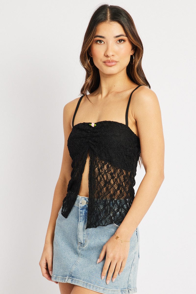 Black Lace Butterfly Top Singlet - Image 4