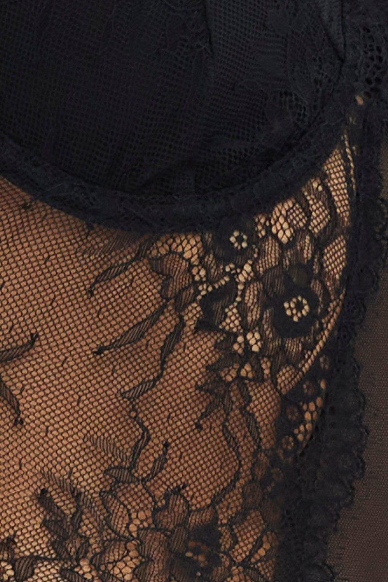 Black Lace One Piece Bodysuit - Image 6