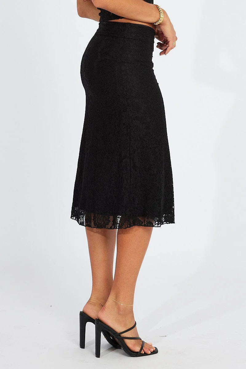 Black Lace Skirt High Rise - Image 5