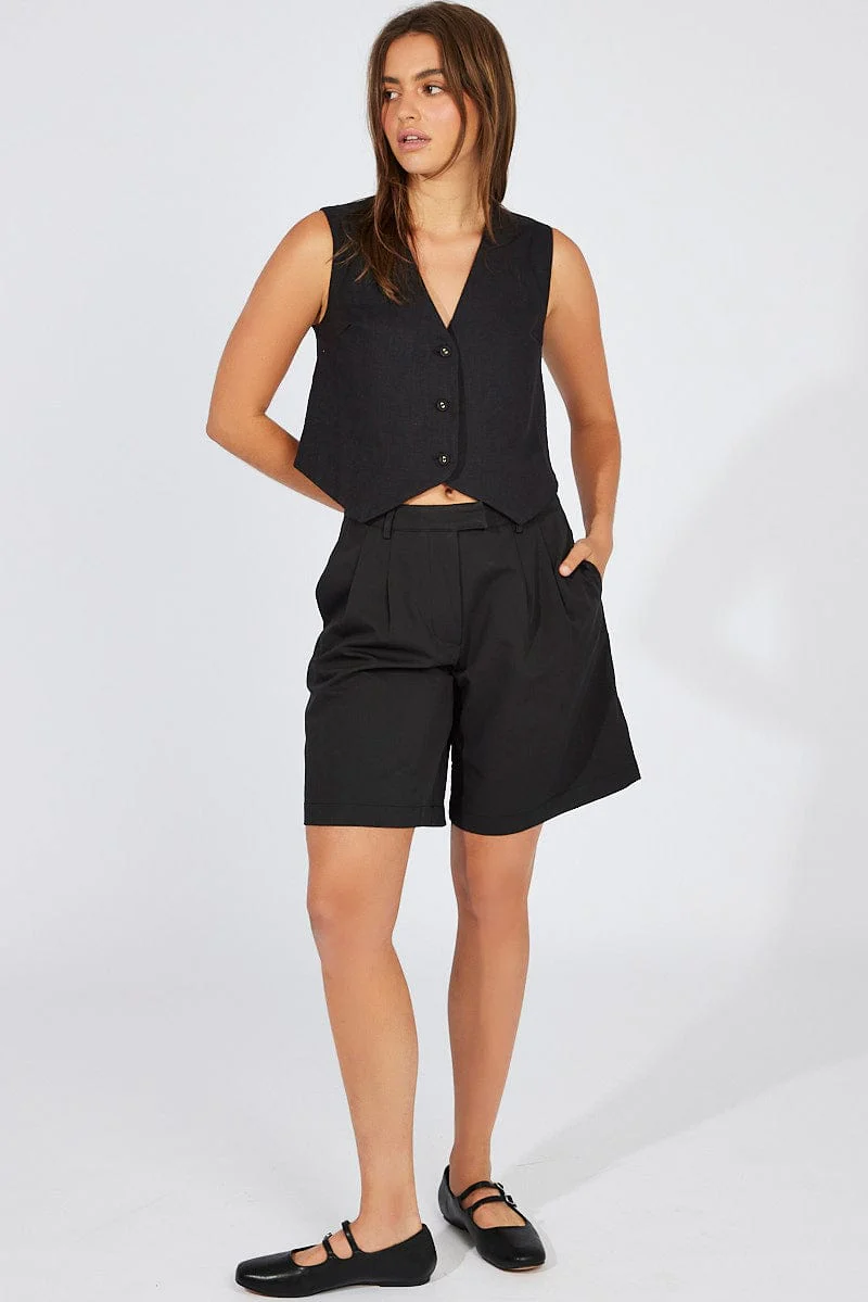 Black Linen Waistcoat - Image 2