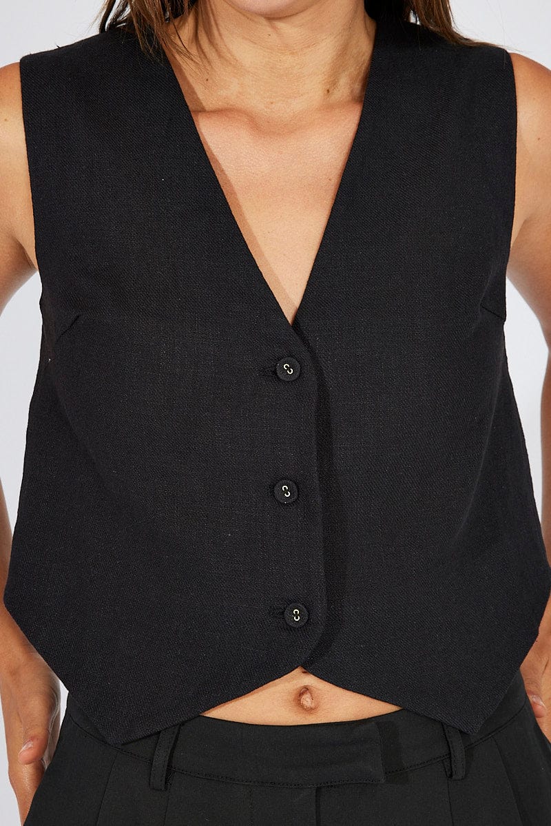 Black Linen Waistcoat - Image 6
