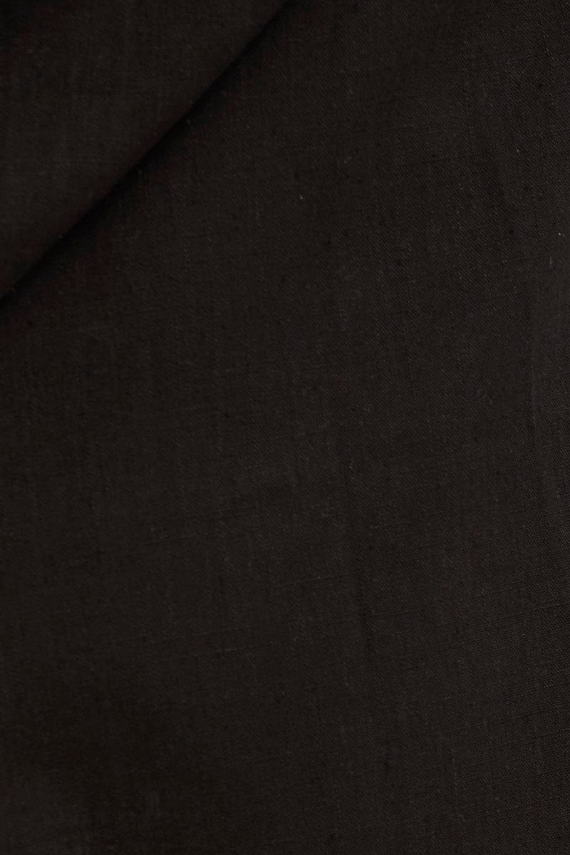 Black Long Line Roll Sleeve Collared Button Front Shirt - Image 6