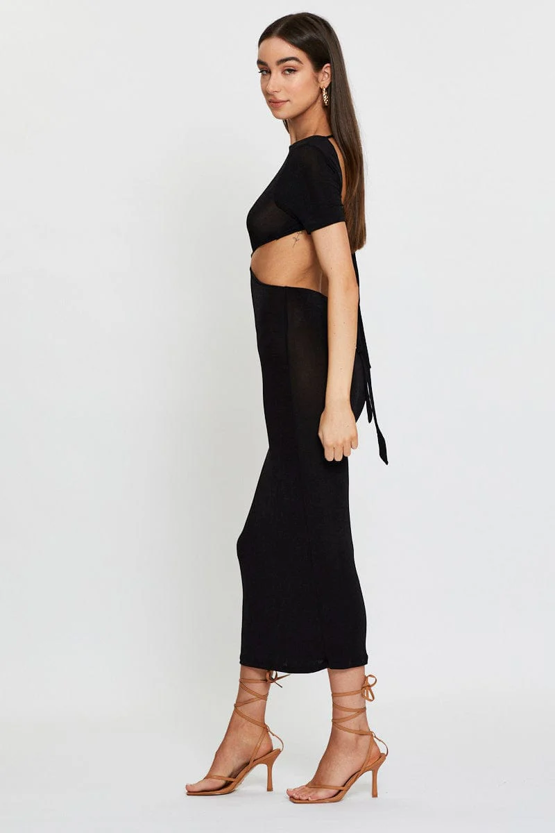 Black Maxi Dress Bodycon - Image 3