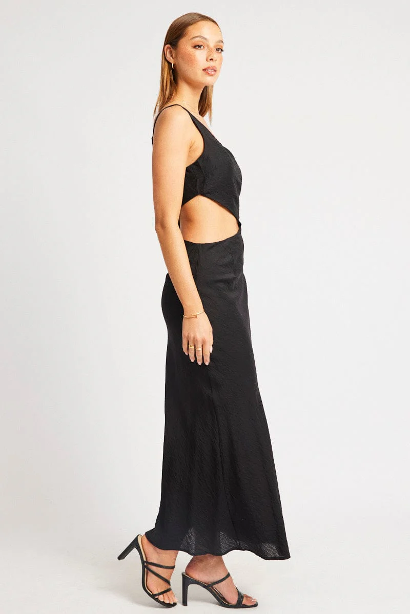 Black Maxi Dress Cut Out Detail - Image 4