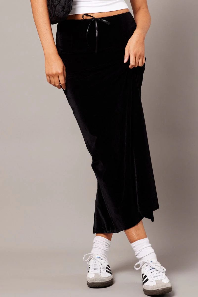Black Maxi Skirt Velvet - Image 3