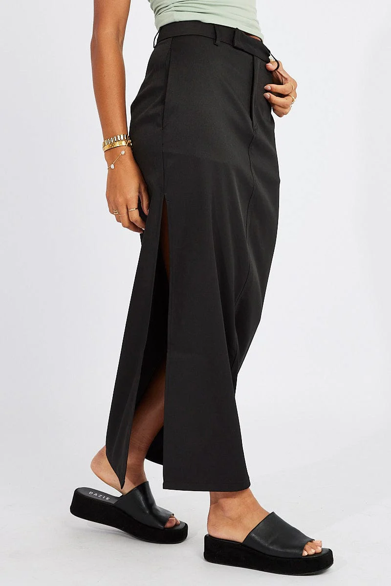 Black Mid Skirt Side Split High Rise - Image 4