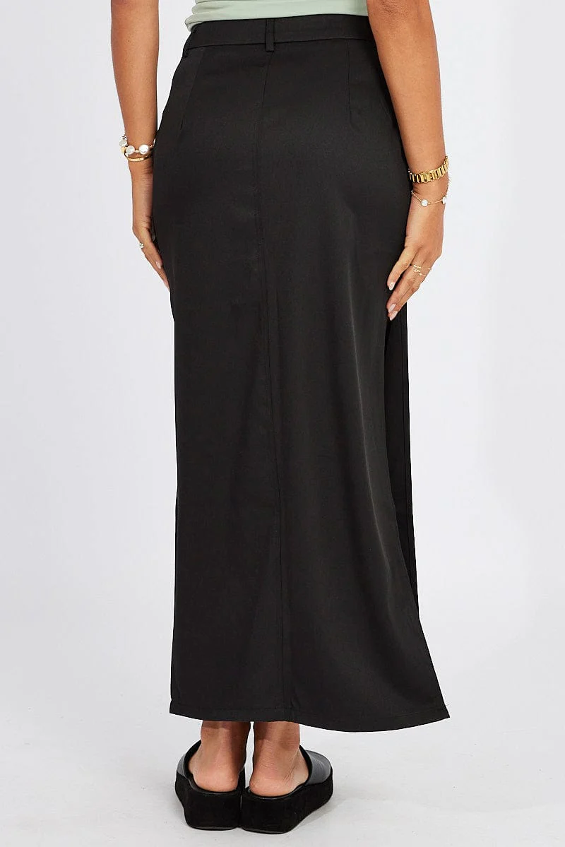 Black Mid Skirt Side Split High Rise - Image 5