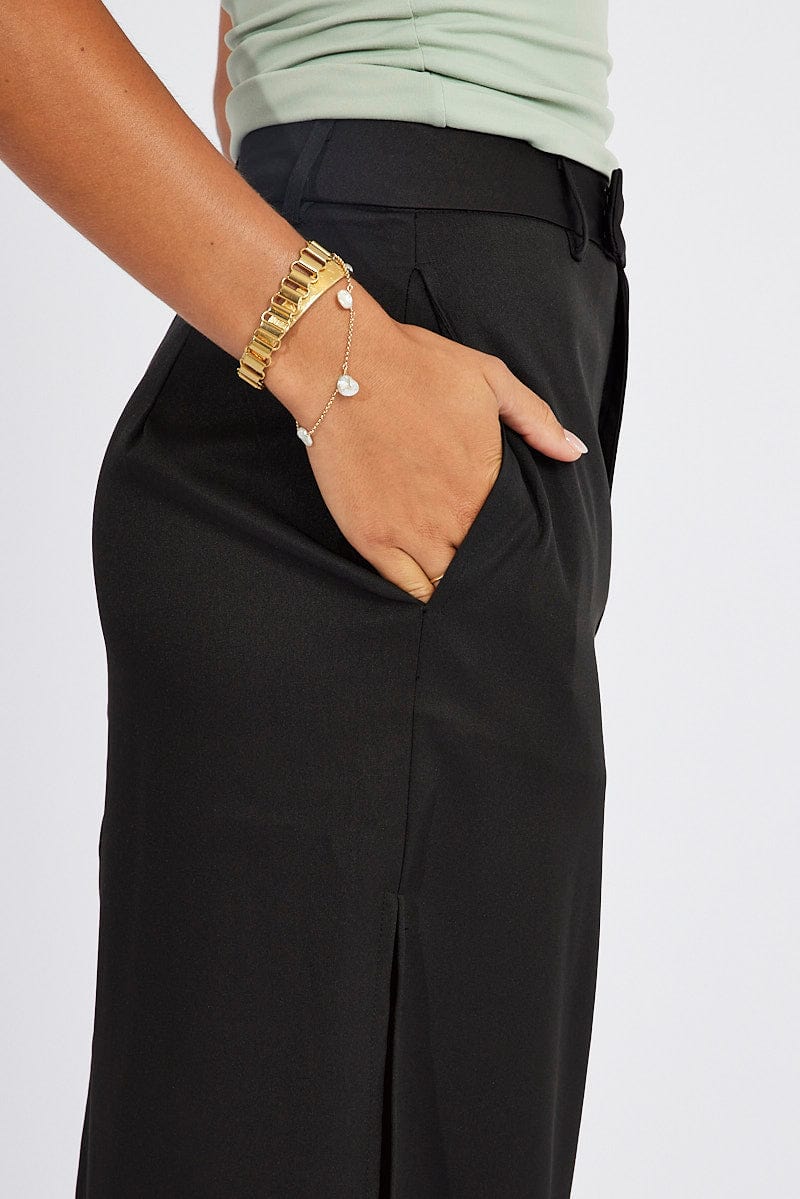 Black Mid Skirt Side Split High Rise - Image 6