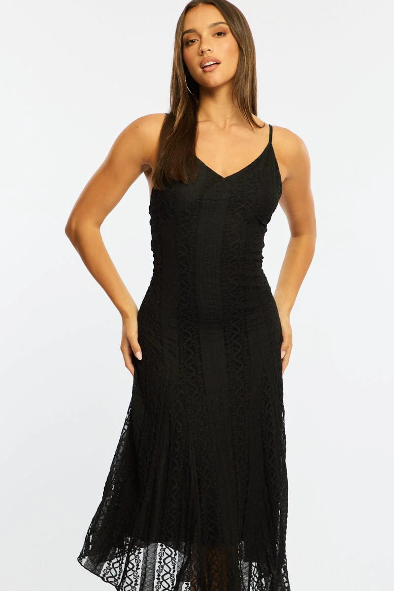 Black Midi Dress Lace - Image 3