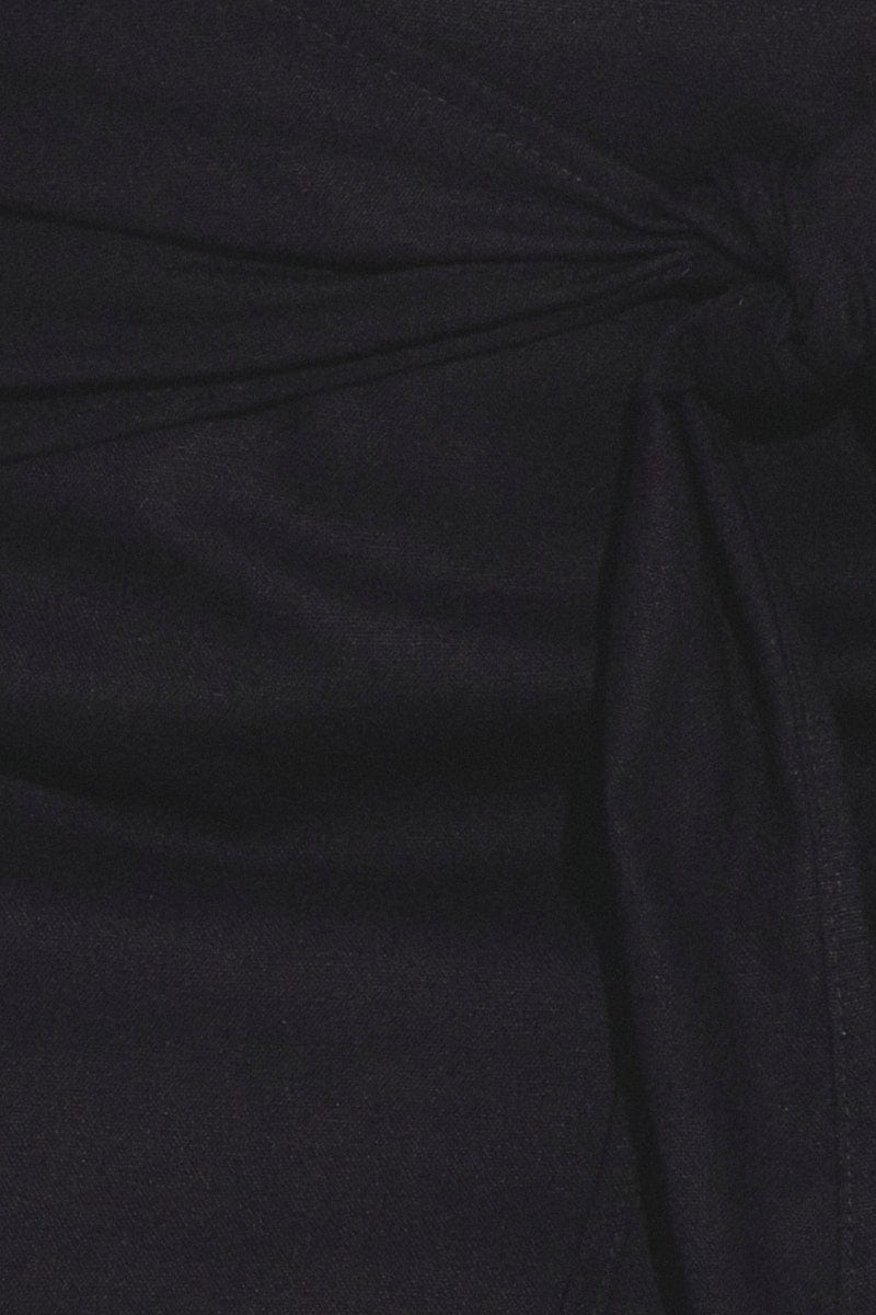 Black Midi Skirt Tie Front Side Split Hem - Image 6