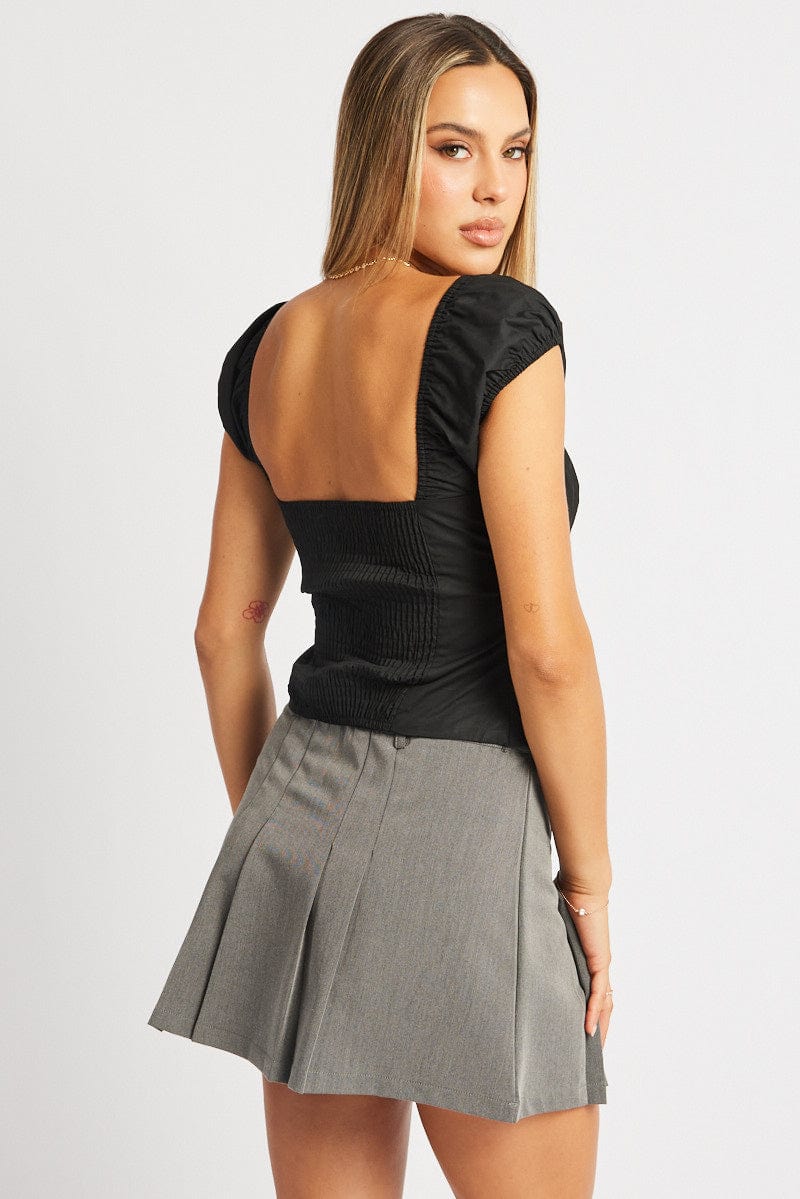 Black Milkmaid Top Short Sleeve Corset - Image 5