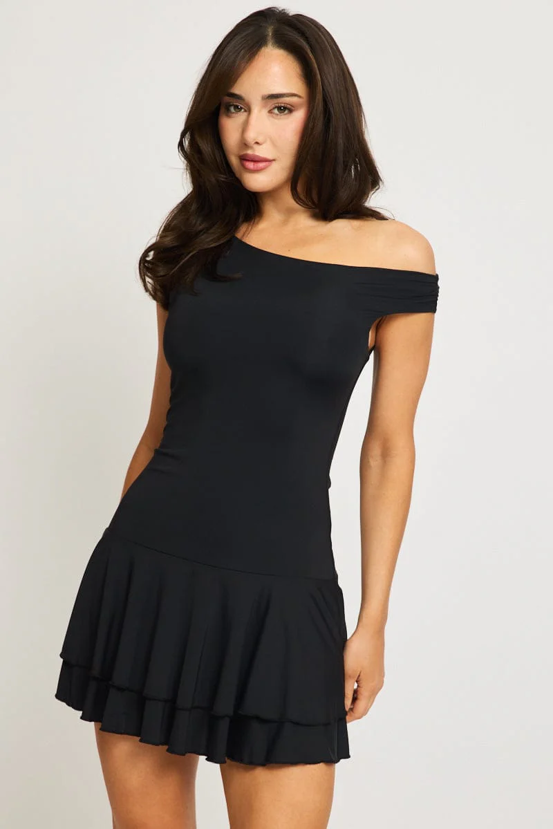 Black Mini Dress Off Shoulder