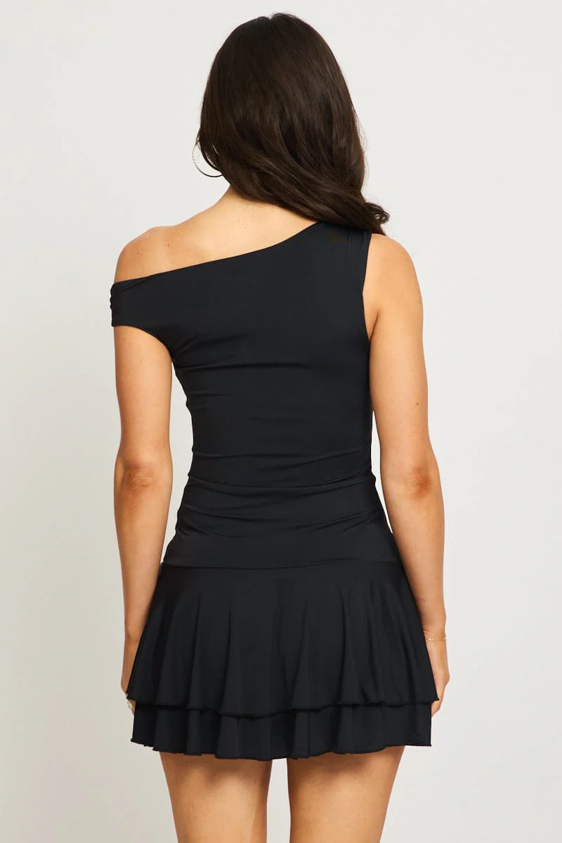 Black Mini Dress Off Shoulder - Image 4