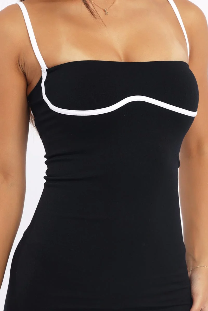 Black Mini Dress Sleeveless Binding Seamless - Image 5