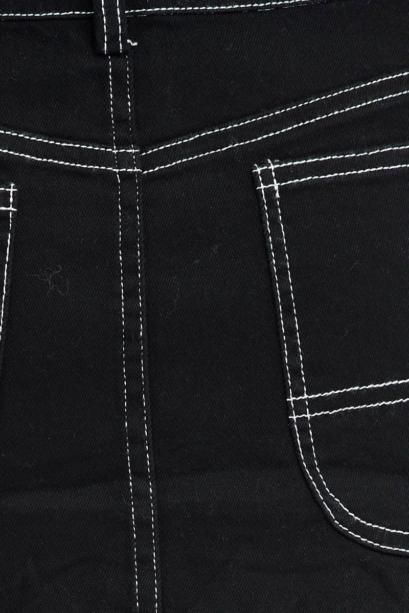 Black Mirco Mini Skirt Mid-Rise A-Line Cargo - Image 6