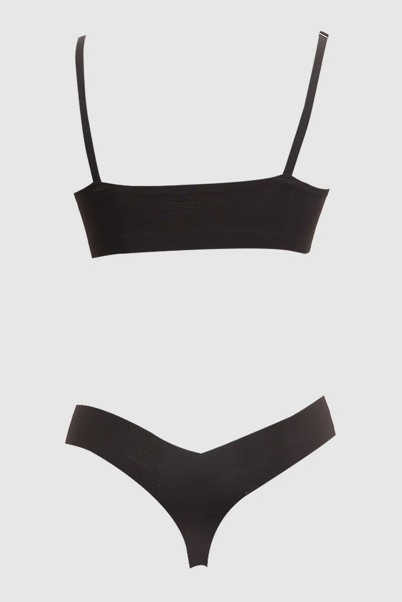 Black No Wired Lingerie Set - Image 2