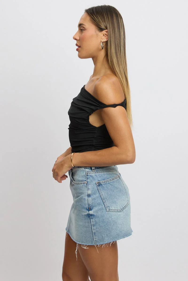 Black Off Shoulder Top Mesh - Image 4