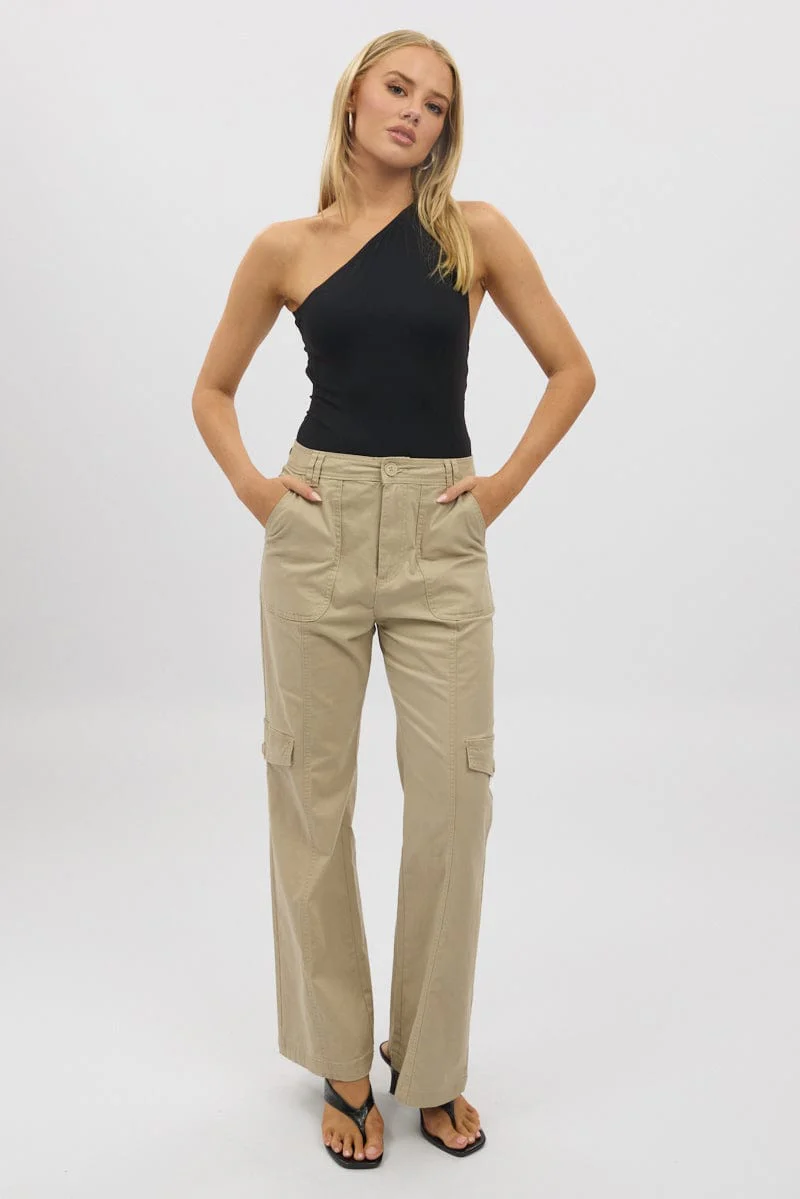 Black One Shoulder Bodysuit Supersoft - Image 2