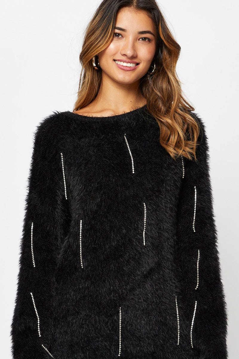 Black Oversized Fluffy Knit - Image 2