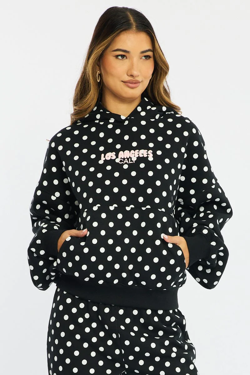 Black Polka Dot Hoodie Sweater - Image 3