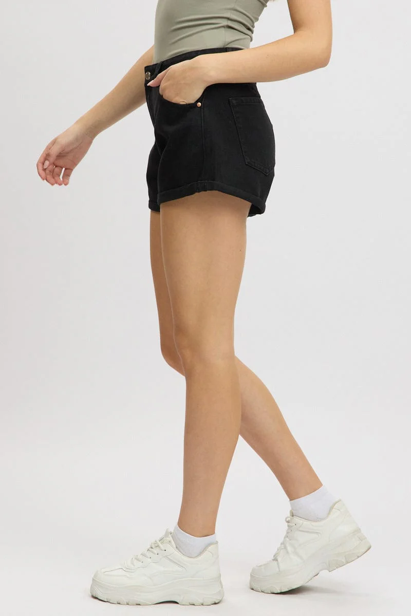 Black Relaxed Shorts Low Rise - Image 4