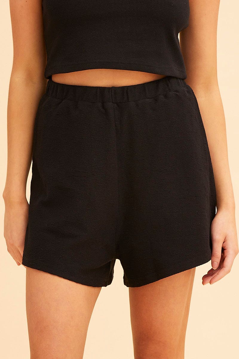 Black Remi Textured Cotton Short - Image 2