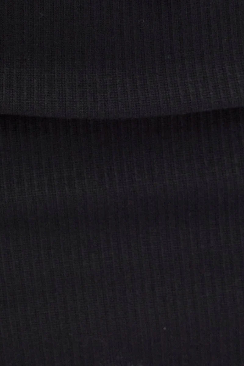 Black Rib Tie Waist Mini Skirt - Image 6