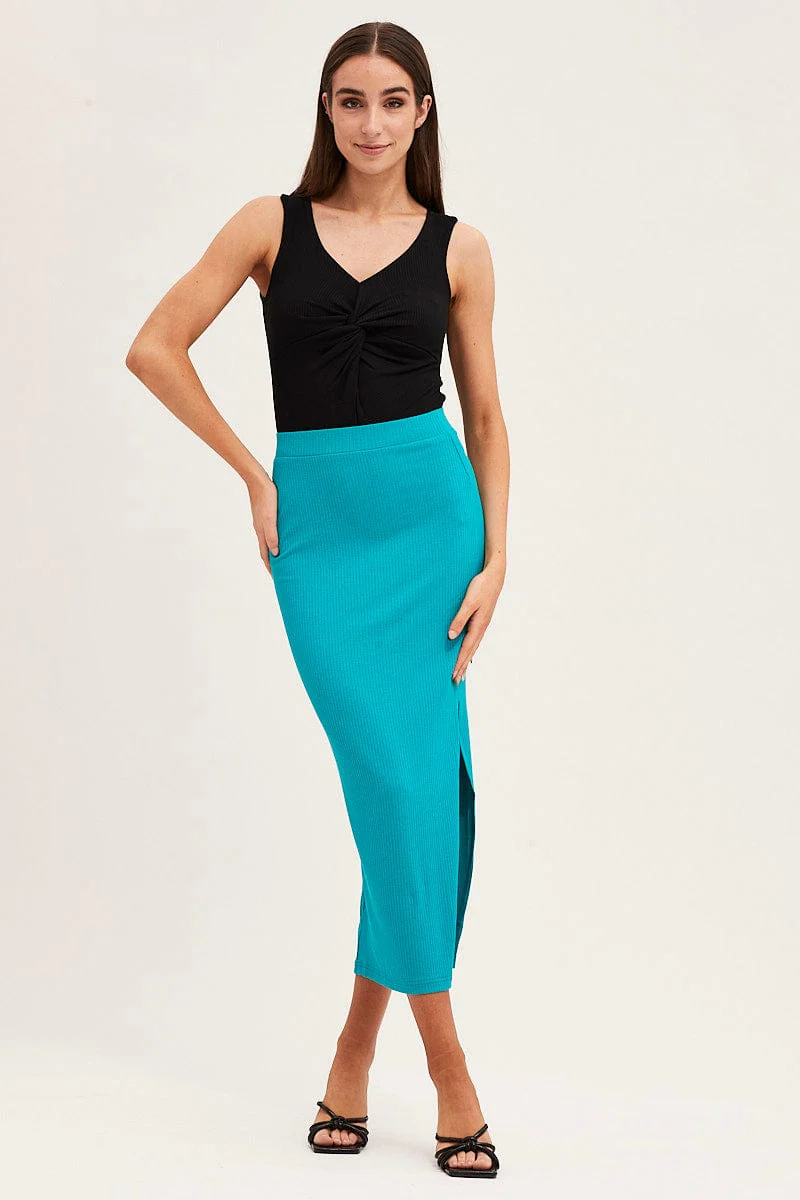 Black Rib V Neck Sleeveless Twist Front Bodysuit - Image 3