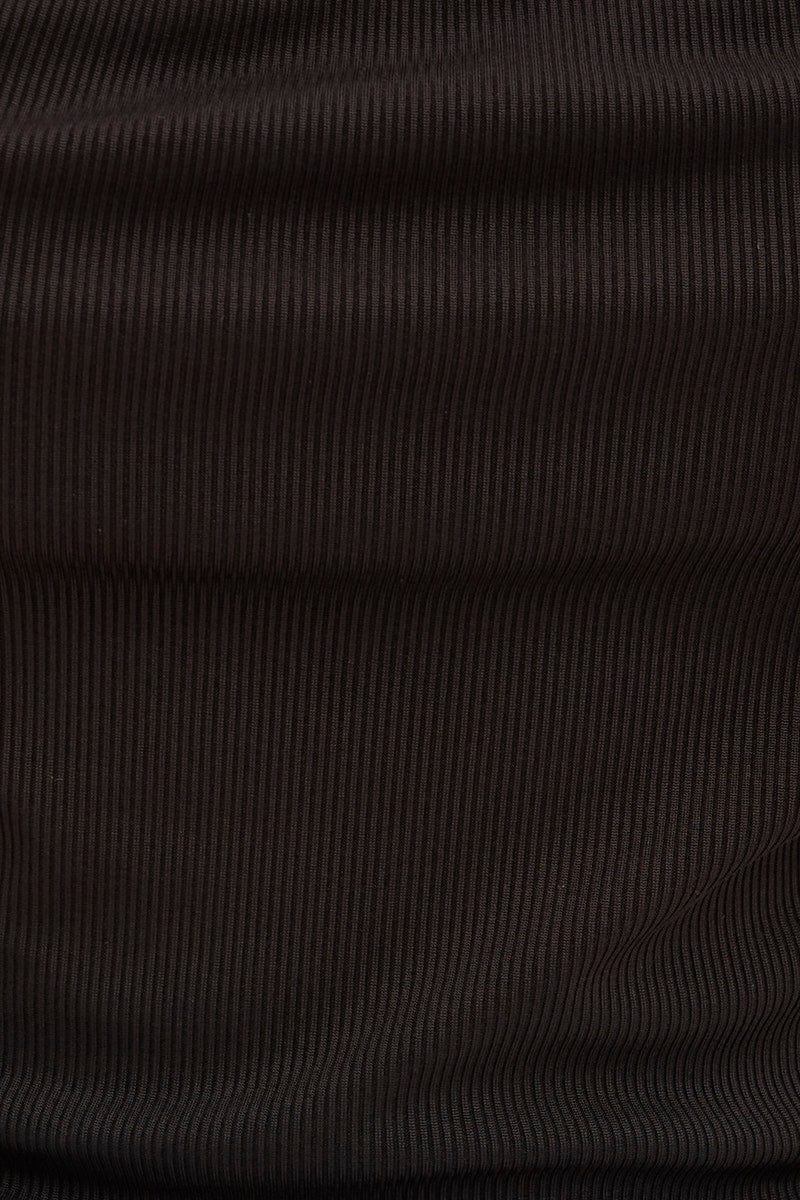 Black Ribbed Knit Crisscross Front One Piece Bodysuit - Image 6