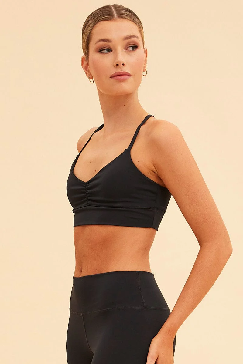 Black Sara Bralette Ruched Front - Image 4