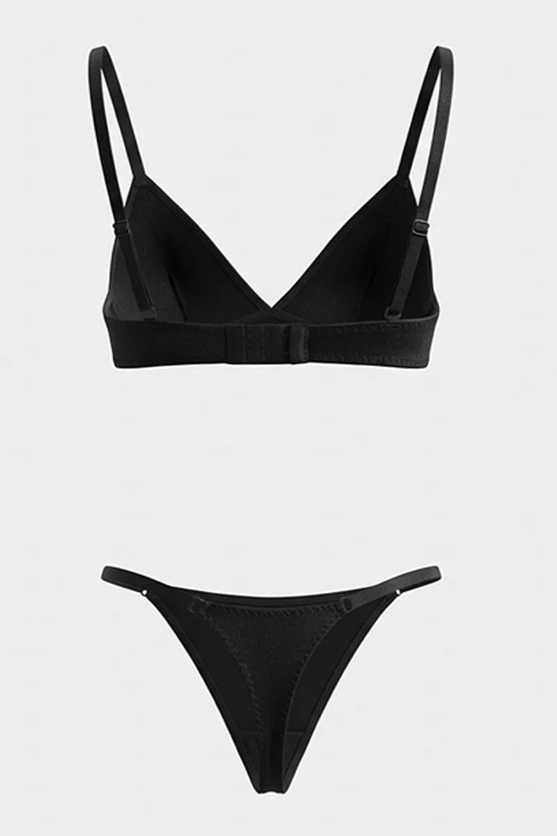 Black Satin Lingerie Set - Image 2