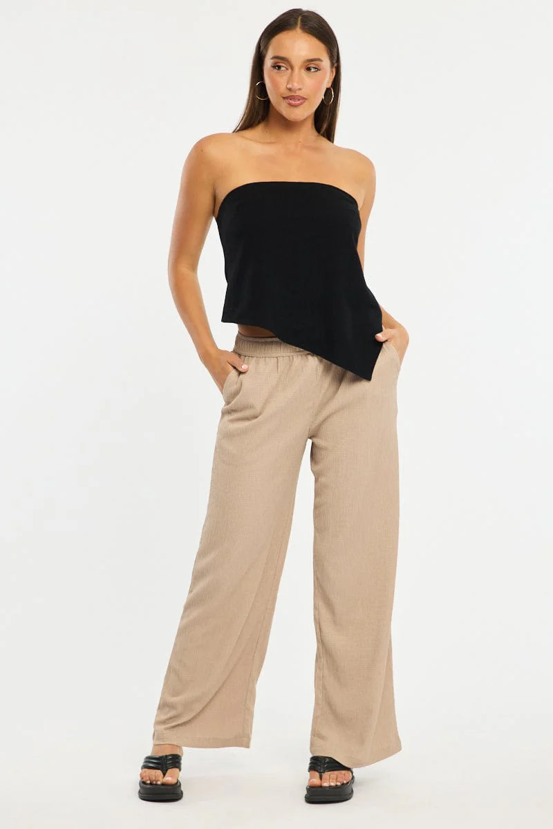 Black Scarf Bandeau Top Sleeveless Strapless Linen Blend - Image 2