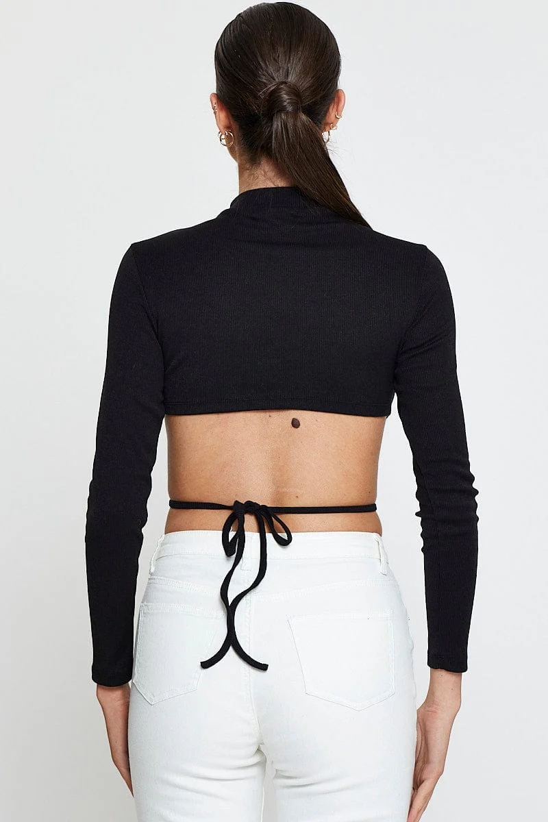 Black Scarf Top Ribbed - Image 5