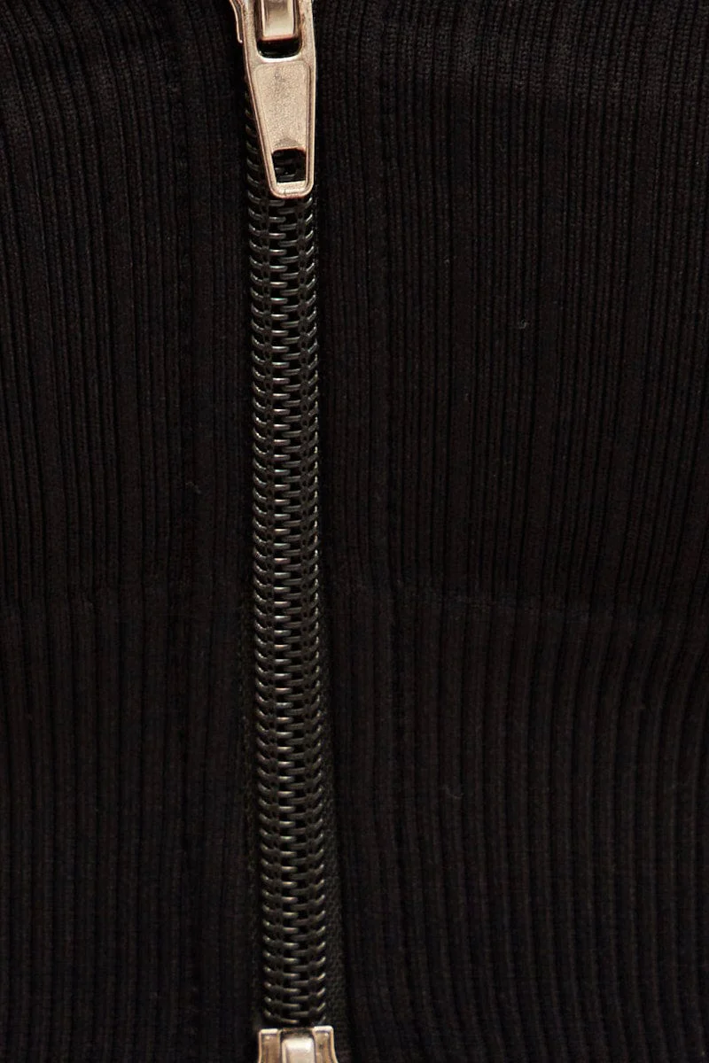 Black Seamless Zip Top And Bike Shorts Activewear Set - Image 6