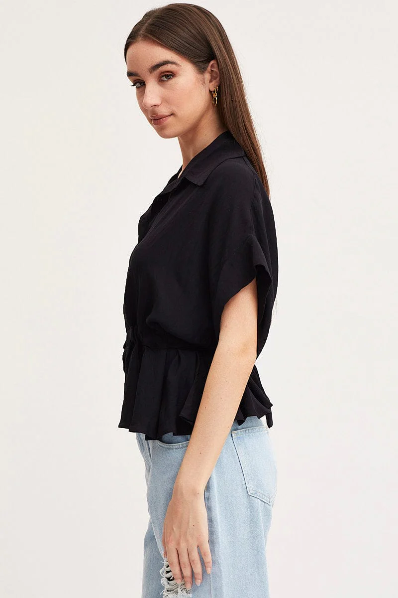 Black Shirt Top Short Sleeve - Image 4