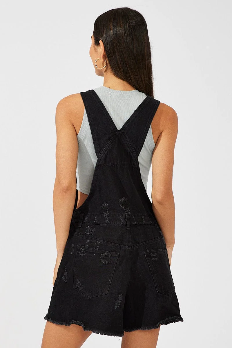 Black Short Overalls Ripped - Image 5