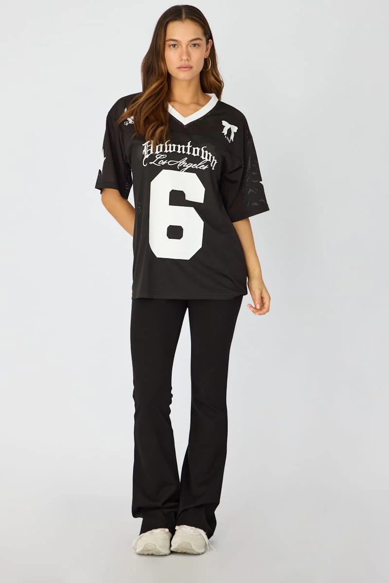 Black Short Sleeve Oversized Vneck Graphic Tee - Image 2