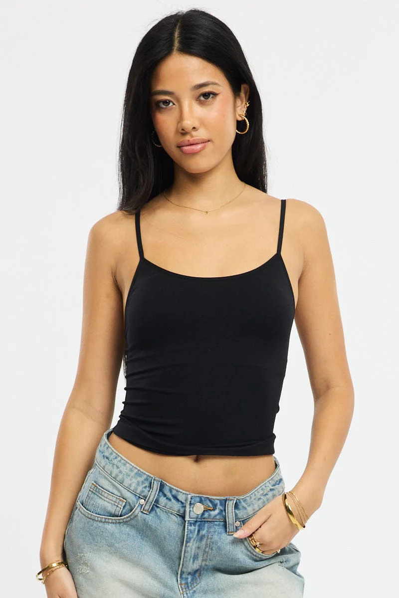 Black Singlet Top Seamless