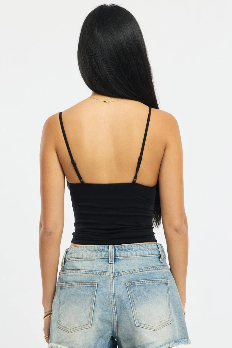 Black Singlet Top Seamless - Image 4