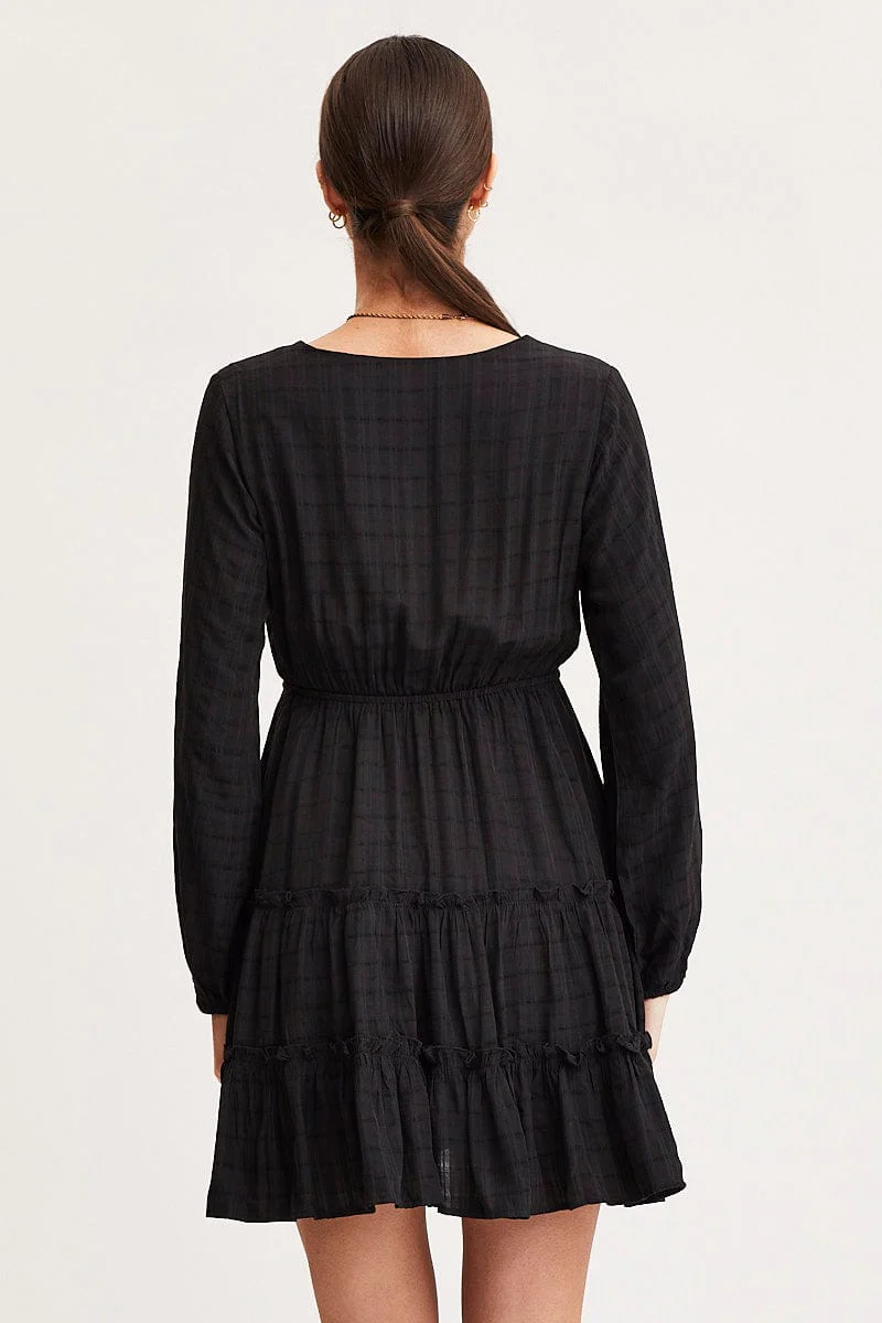 Black Skater Dress Long Sleeve Mini - Image 6